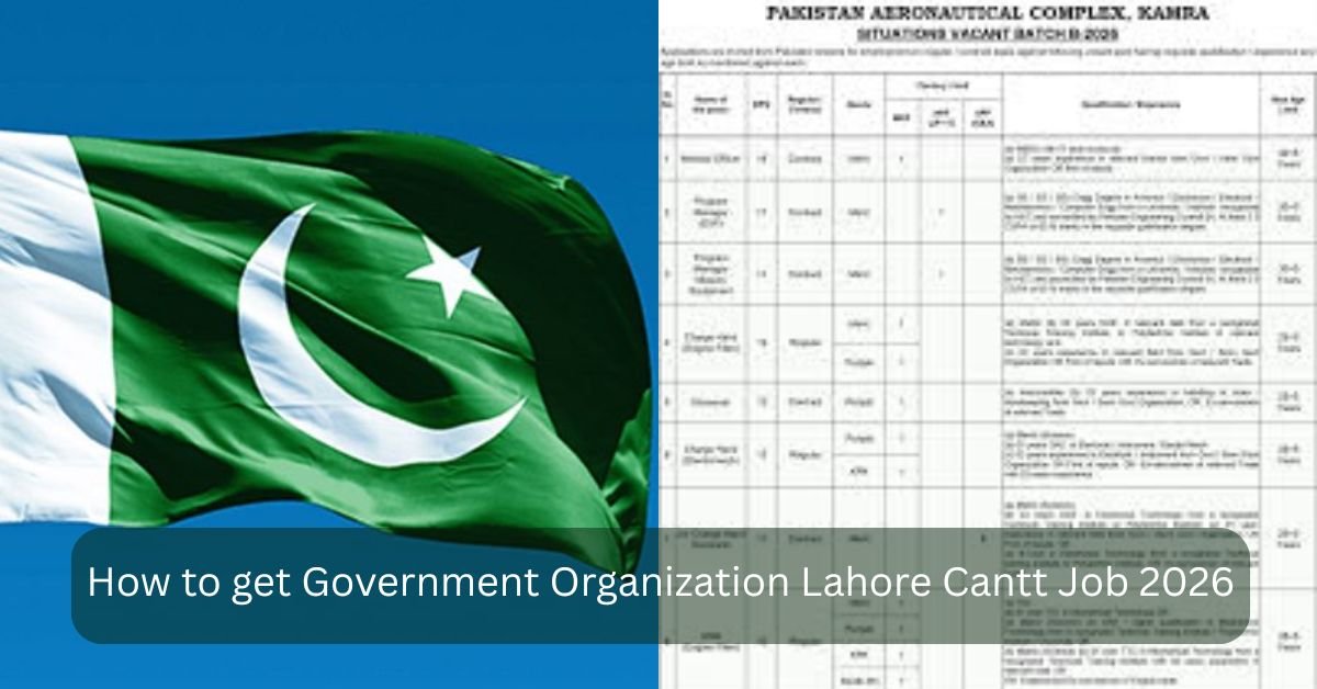 How to get Government Organization Lahore Cantt Job 2026